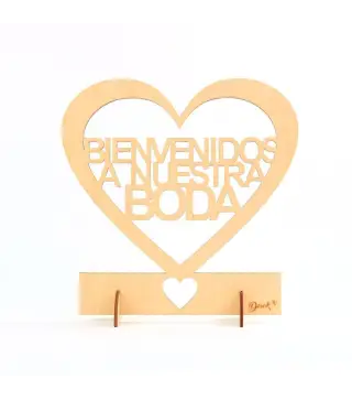 CARTEL MADERA "BIENVENIDOS A NUESTRA BODA"
