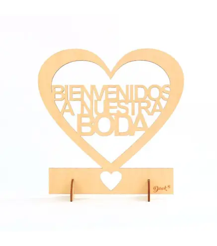 CARTEL MADERA "BIENVENIDOS A NUESTRA BODA"