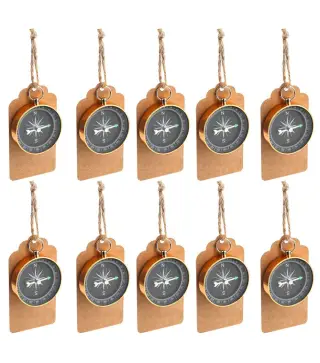 LOTE 10 BRÚJULAS VINTAGE + TARJETA KRAFT