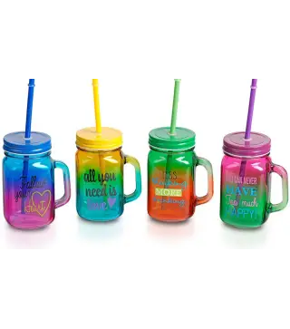 JARRA DE CRISTAL CON CAÑA MULTICOLOR ALL YOU NEED