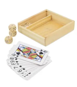 SET DE MADERA BARAJA Y DADOS