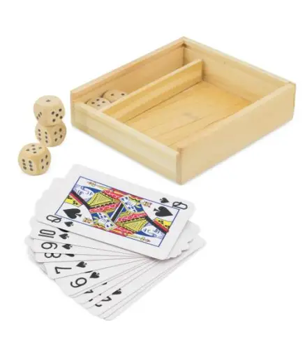 SET DE MADERA BARAJA Y DADOS