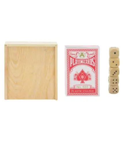 SET DE MADERA BARAJA Y DADOS