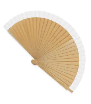 ABANICO MADERA CON BORDE BLANCO 23 CM
