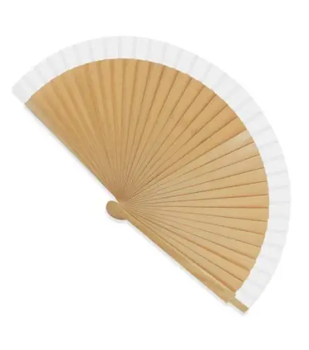 ABANICO MADERA CON BORDE BLANCO 23 CM