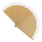 ABANICO MADERA CON BORDE BLANCO 23 CM