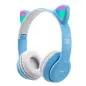 CASCOS AURICULARES OREJAS INALÁMBRICOS AZUL+CAJA