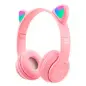 CASCOS AURICULARES OREJAS INALÁMBRICOS ROSA+CAJA