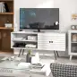 Mueble de TV para Televisores de 65 Pulgadas Moderno con 2 Estantes Abiertos y 1 Estante Ajustable 145x38x65 cm Blanco