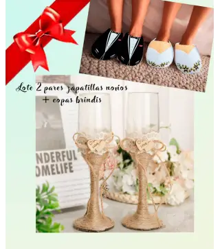 LOTE 2 PARES ZAPATILLAS NOVIOS + 2823 COPAS