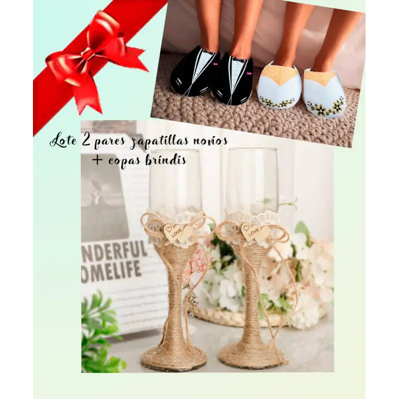 LOTE 2 PARES ZAPATILLAS NOVIOS + 2823 COPAS