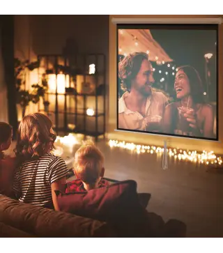 Pantalla de Proyección Portátil 99 Pulgadas Formato 1:1 para Interior y Exterior Cine en Casa Patio 178x178 cm Blanco