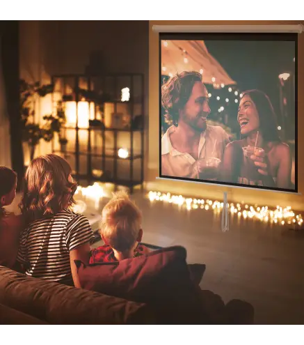 Pantalla de Proyección Portátil 99 Pulgadas Formato 1:1 para Interior y Exterior Cine en Casa Patio 178x178 cm Blanco