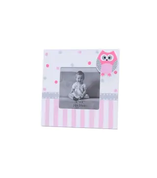 PORTAFOTOS CUADRADO CON MOTIVO BUHOS ROSA