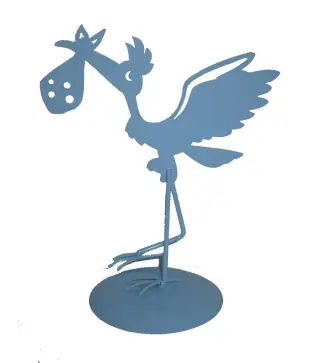 FIGURA PASTEL METÁLICA CIGÜEÑA AZUL