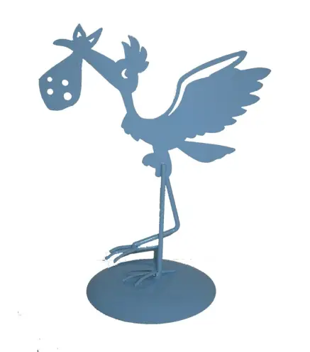 FIGURA PASTEL METÁLICA CIGÜEÑA AZUL