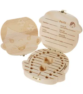 CAJITA DE MADERA PARA GUARDAR DIENTES DE LECHE