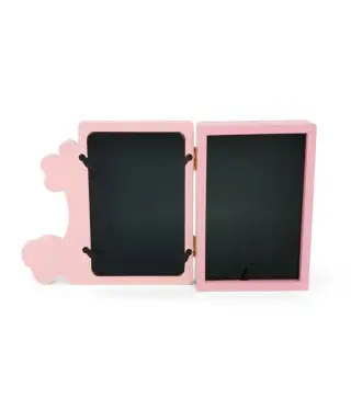 MARCO DE MADERA + HUELLAS JIRAFA ROSA