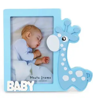 PORTAFOTOS MADERA JIRAFA AZUL