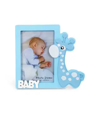 PORTAFOTOS MADERA JIRAFA AZUL