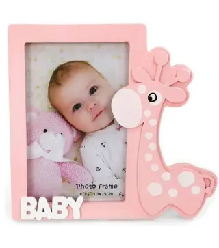 PORTAFOTOS MADERA JIRAFA ROSA