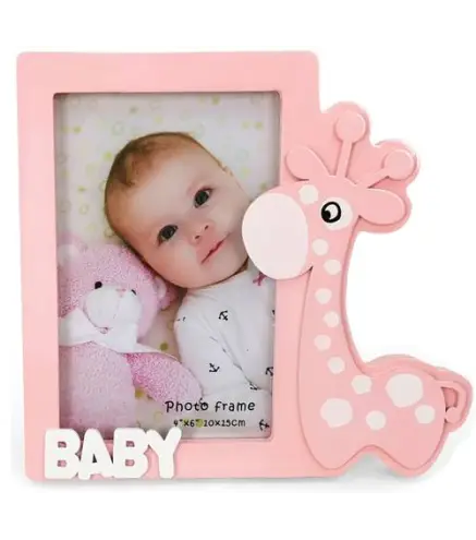 PORTAFOTOS MADERA JIRAFA ROSA