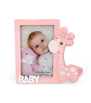 PORTAFOTOS MADERA JIRAFA ROSA