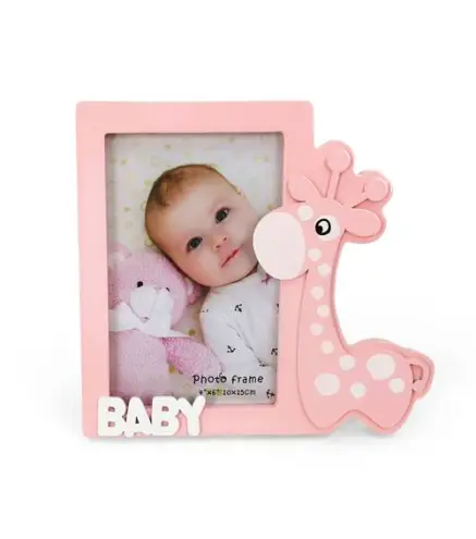 PORTAFOTOS MADERA JIRAFA ROSA