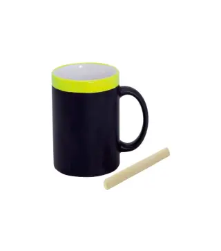 TAZA PIZARRA CERAMICA EN CAJITA INDIVIDUAL AMARILL