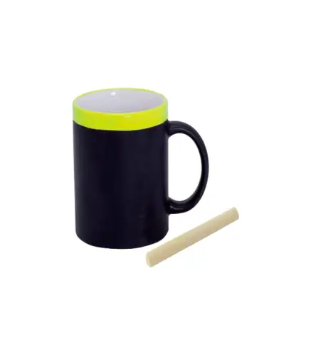 TAZA PIZARRA CERAMICA EN CAJITA INDIVIDUAL AMARILL