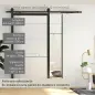 6,6FT/200cm Kit de Accesorios para Puerta Corrediza con Amortiguador sin Perforación y 2 Rieles para Granero Negro