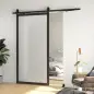 6,6FT/200cm Kit de Accesorios para Puerta Corrediza con Amortiguador sin Perforación y 2 Rieles para Granero Negro