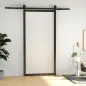 6,6FT/200cm Kit de Accesorios para Puerta Corrediza con Amortiguador sin Perforación y 2 Rieles para Granero Negro