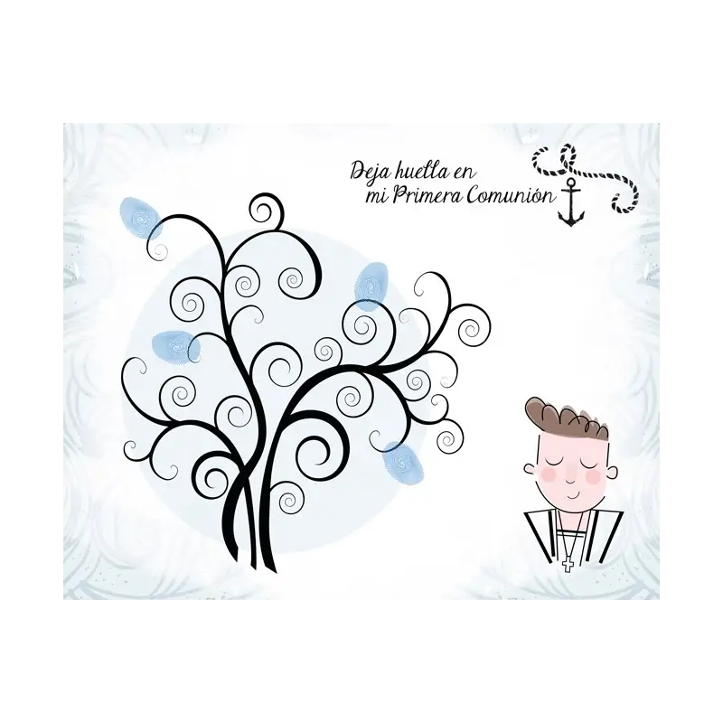 LIENZO ÁRBOLES DE HUELLAS PARA COMUNIONES NIÑO