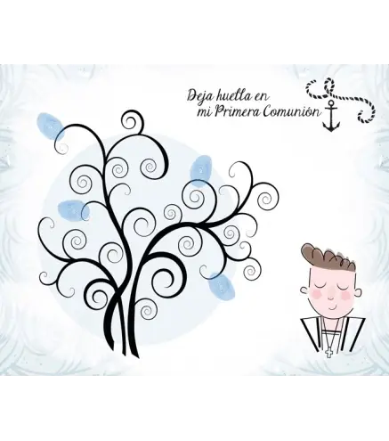 LIENZO ÁRBOLES DE HUELLAS PARA COMUNIONES NIÑO