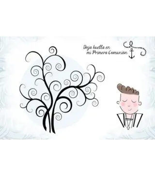 LIENZO ÁRBOLES DE HUELLAS PARA COMUNIONES NIÑO