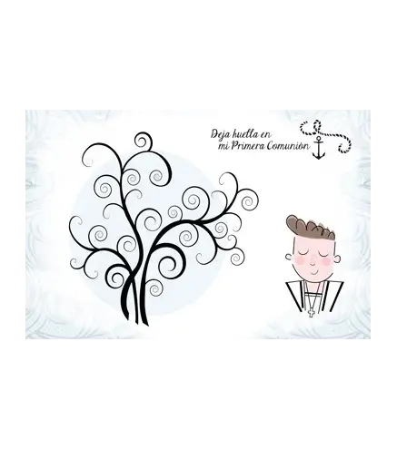 LIENZO ÁRBOLES DE HUELLAS PARA COMUNIONES NIÑO