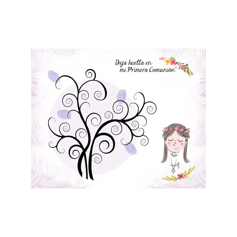 LIENZO ÁRBOLES DE HUELLAS PARA COMUNIONES NIÑA