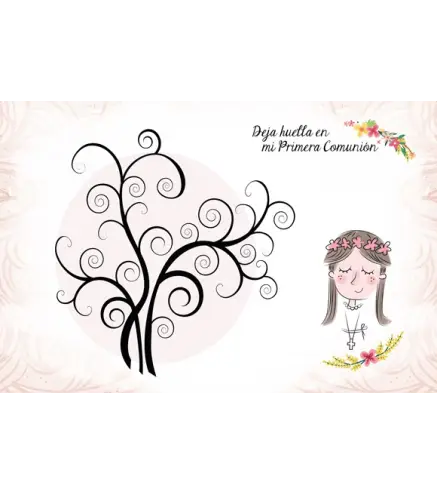 LIENZO ÁRBOLES DE HUELLAS PARA COMUNIONES NIÑA