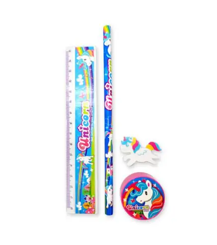 SET 4 PCS PAPELERÍA UNICORNIO DE REGALO