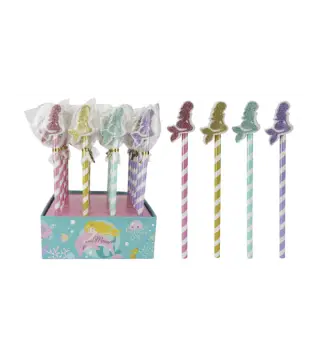 LOTE 24 LÁPICES + BORRADOR PURPURINA "SIRENITA"