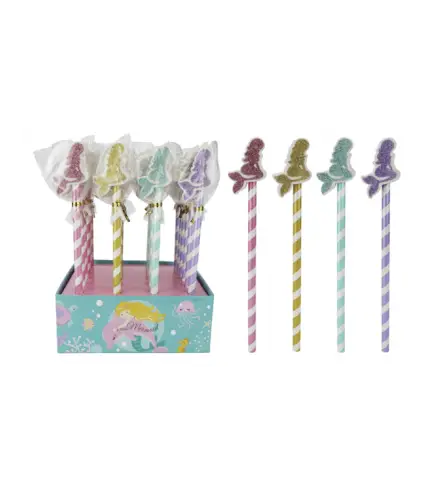 LOTE 24 LÁPICES + BORRADOR PURPURINA "SIRENITA"