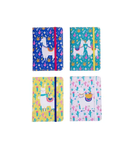 LIBRETA "LLAMAS" CON CIERRE DE BANDA ELÁSTICA