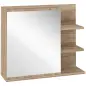 Armario con Espejo para Baño con 3 Estantes Abiertos y 1 Estante Interior Estilo Moderno 60x18x50 cm Natural