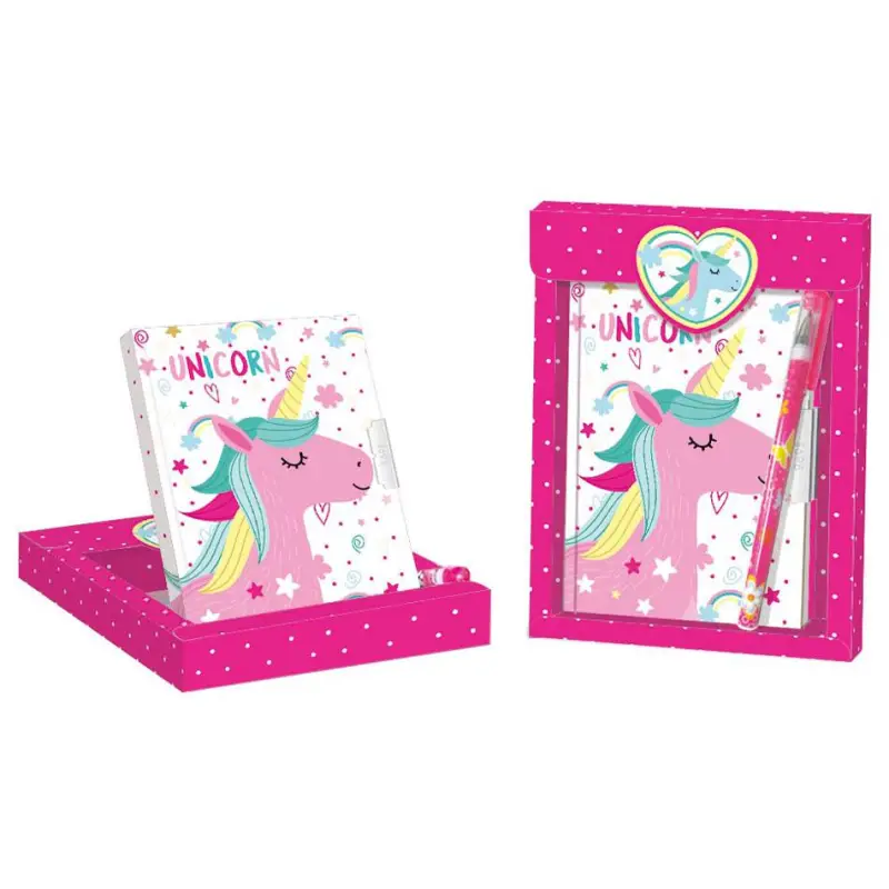 SET DE REGALO DIARIO + BOLÍGRAFO UNICORNIO