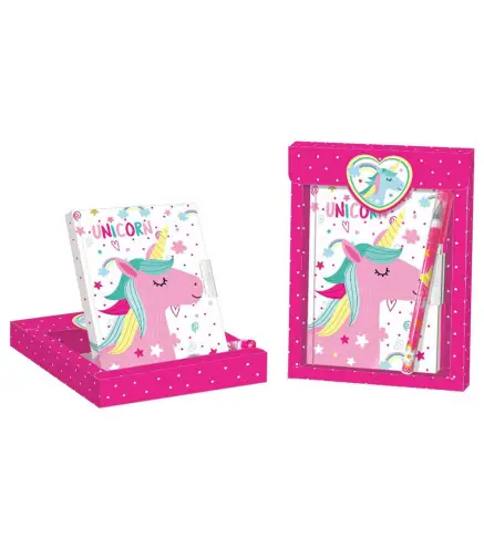 SET DE REGALO DIARIO + BOLÍGRAFO UNICORNIO