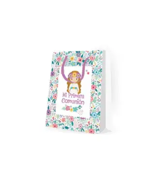 BOLSA DE PAPEL FLORES COMUNIÓN NIÑA