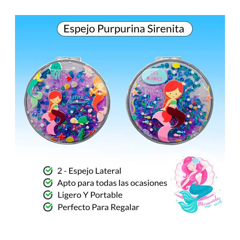 OFERTA! LOTE DE 500 ESPEJO PURPURINA SIRENITA