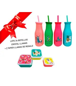 LOTE 24 PCS BOTELLA CRISTAL LLAMAS+2735