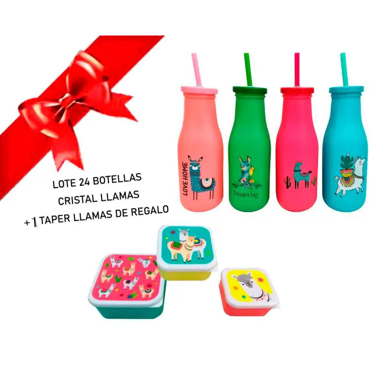 LOTE 24 PCS BOTELLA CRISTAL LLAMAS+2735